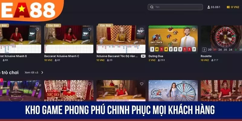 Kho game phong phú chinh phục mọi khách hàng
